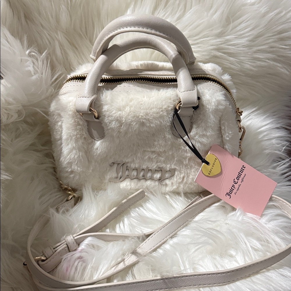 Fluffy cream color Juicy Couture mini crossbody